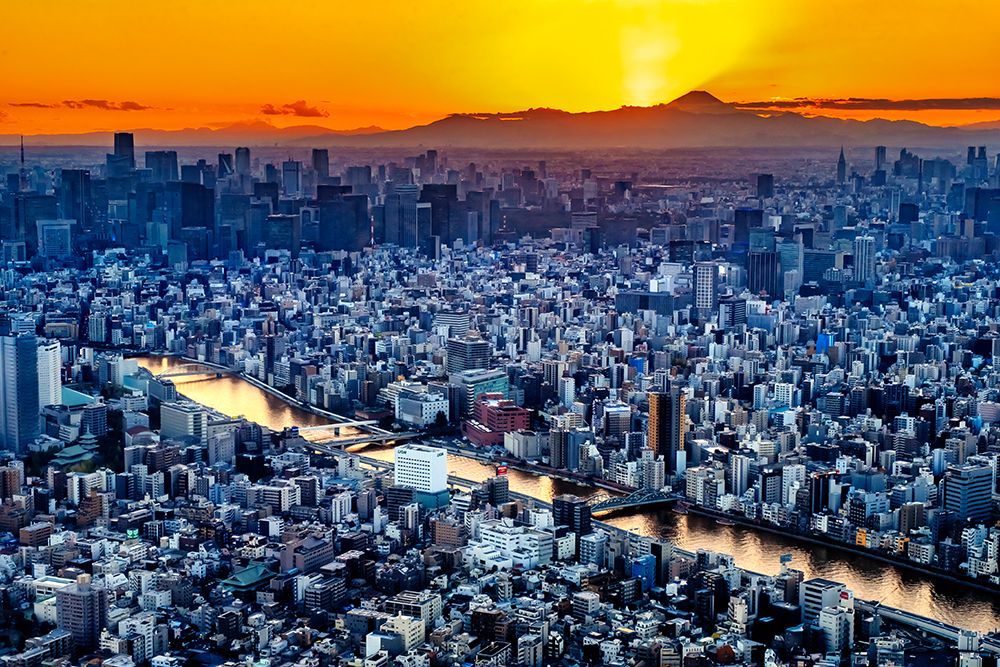 View of Mt. Fuji and Tokyo from the Skytree tower, Tokyo, Japan